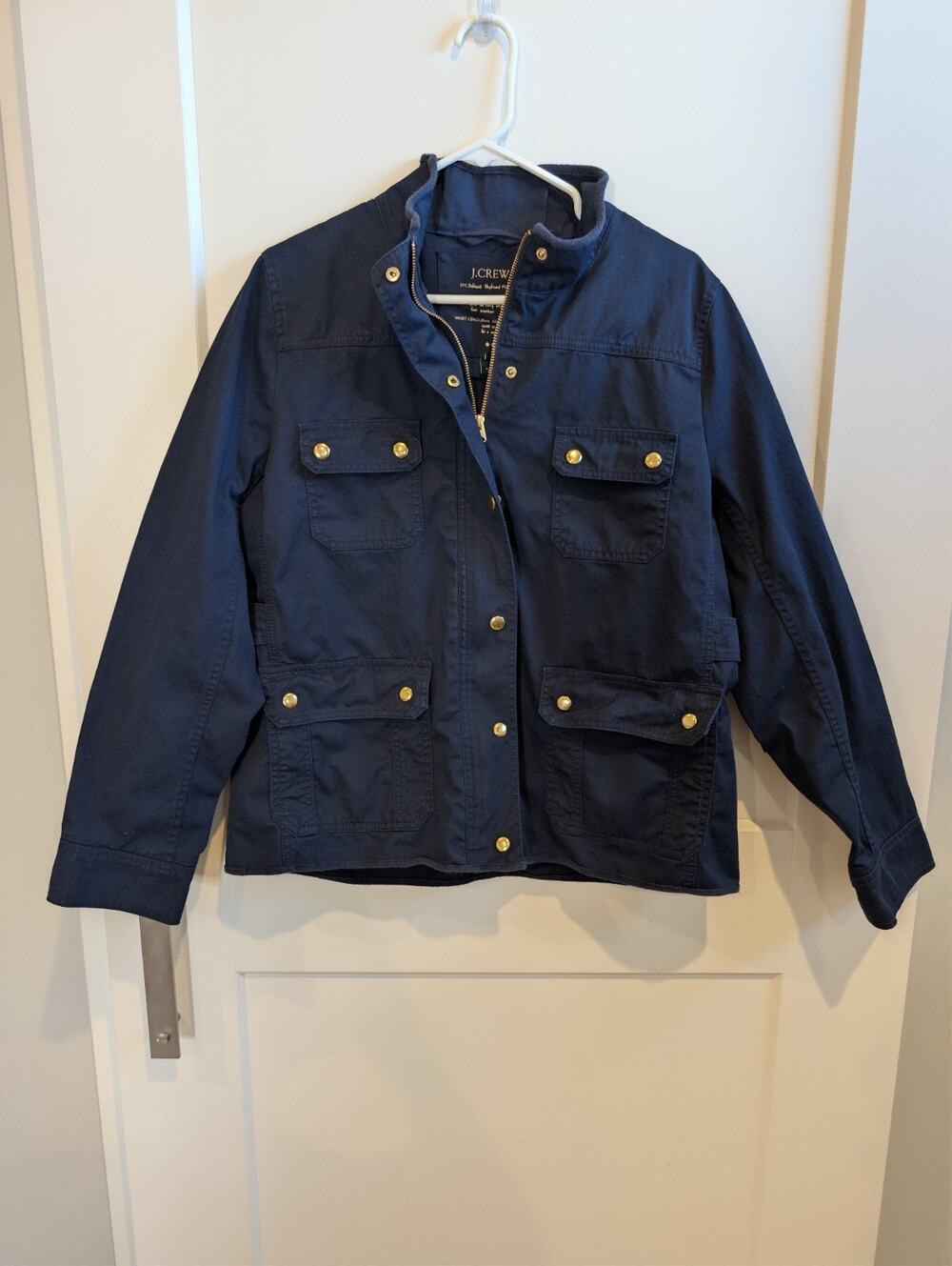 J.Crew Navy Blue Utility Relaxed Boyfriend Field Jacket Women Sz XL Military